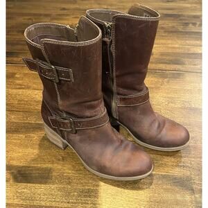 Clarks Maypearl Womans Dark Brown Leather Mid Height Boots Size 7.5